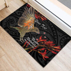 Personalised New Zealand Kea Rubber Doormat Nestor Notabilis With Harakeke Maori Pattern