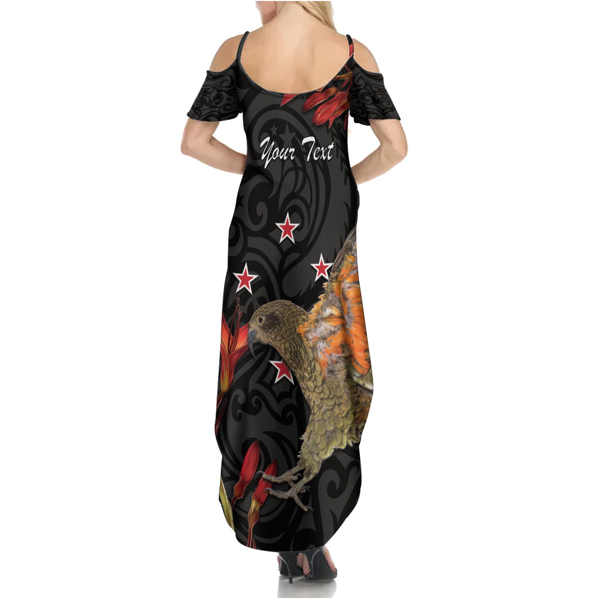 Personalised New Zealand Kea Summer Maxi Dress Nestor Notabilis With Harakeke Maori Pattern