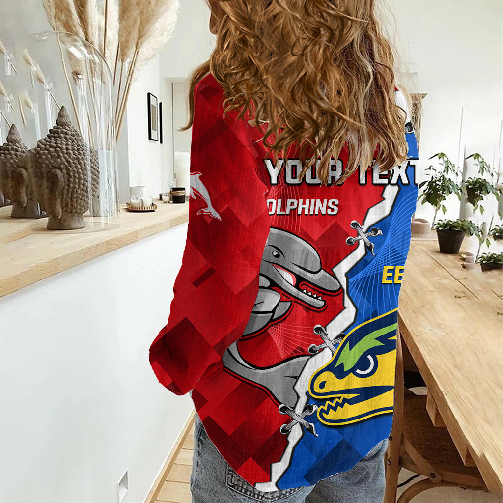 Dolphins Mix Eels Rugby Women Casual Shirt Sporty Style LT14