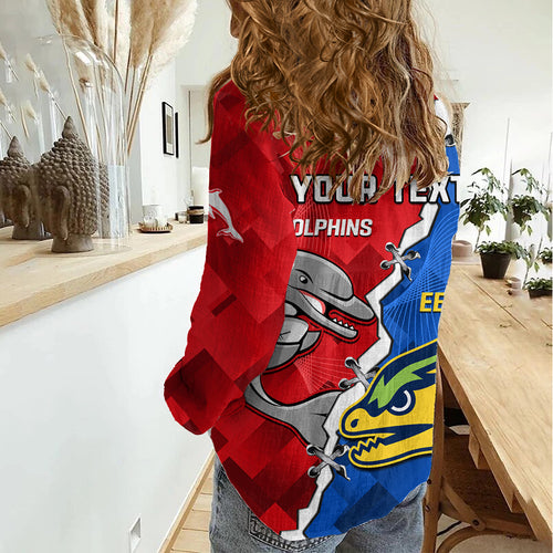Dolphins Mix Eels Rugby Women Casual Shirt Sporty Style LT14