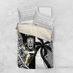 Custom Fiji And New Zealand Rugby Bedding Set Aotearoa Silver Fern Mix Fijian Tapa Pattern