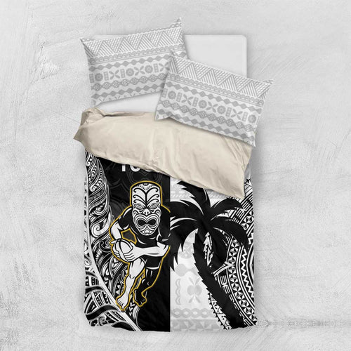 Custom Fiji And New Zealand Rugby Bedding Set Aotearoa Silver Fern Mix Fijian Tapa Pattern