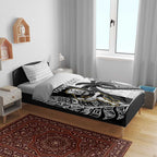 Custom Fiji And New Zealand Rugby Bedding Set Aotearoa Silver Fern Mix Fijian Tapa Pattern