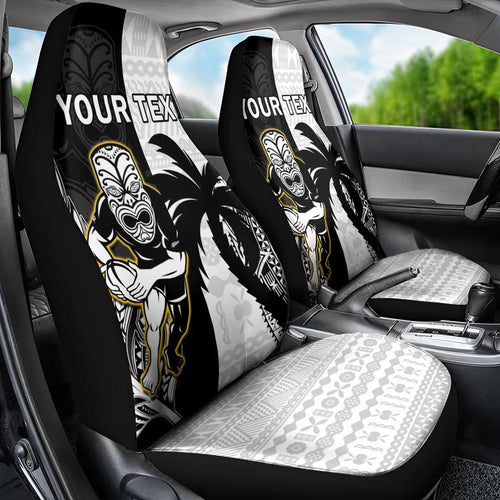 Custom Fiji And New Zealand Rugby Car Seat Cover Aotearoa Silver Fern Mix Fijian Tapa Pattern
