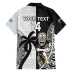 Custom Fiji And New Zealand Rugby Family Matching Off Shoulder Maxi Dress and Hawaiian Shirt Aotearoa Silver Fern Mix Fijian Tapa Pattern