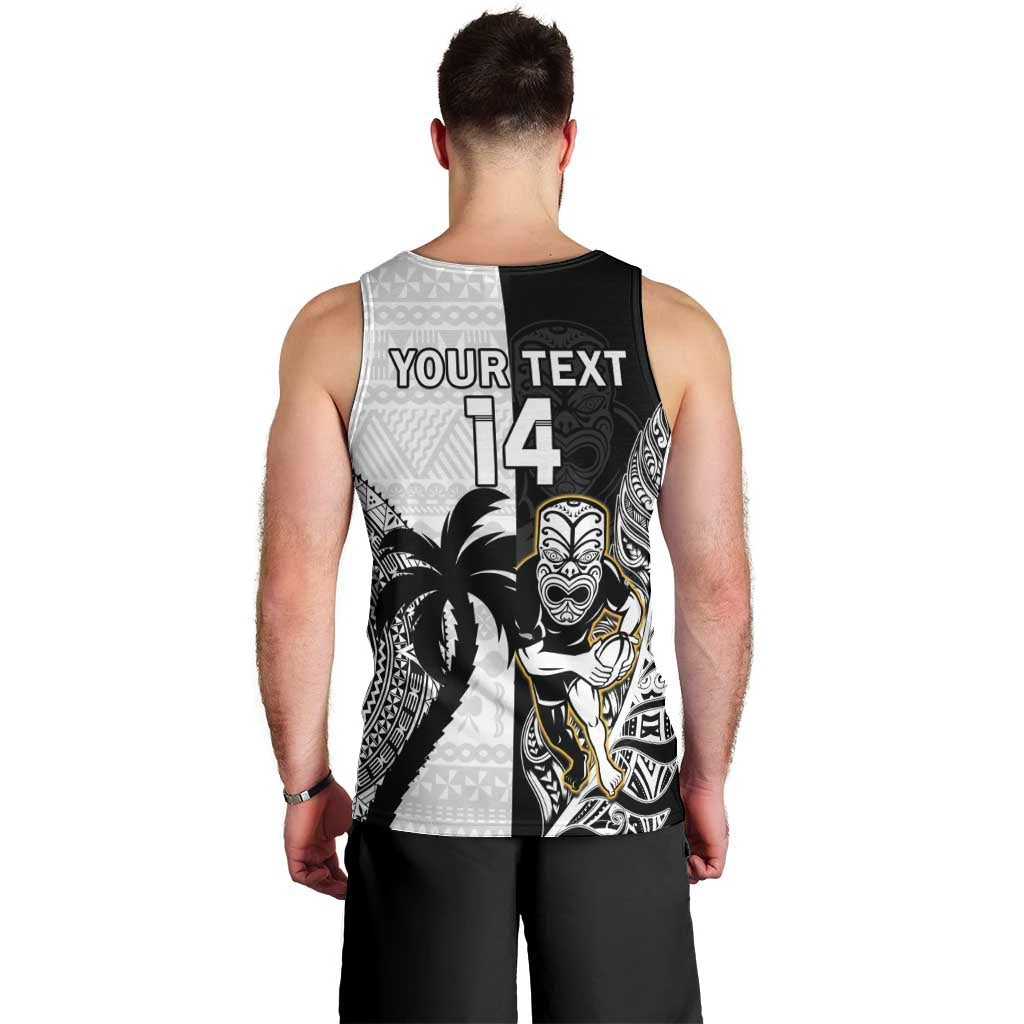 Custom Fiji And New Zealand Rugby Men Tank Top Aotearoa Silver Fern Mix Fijian Tapa Pattern