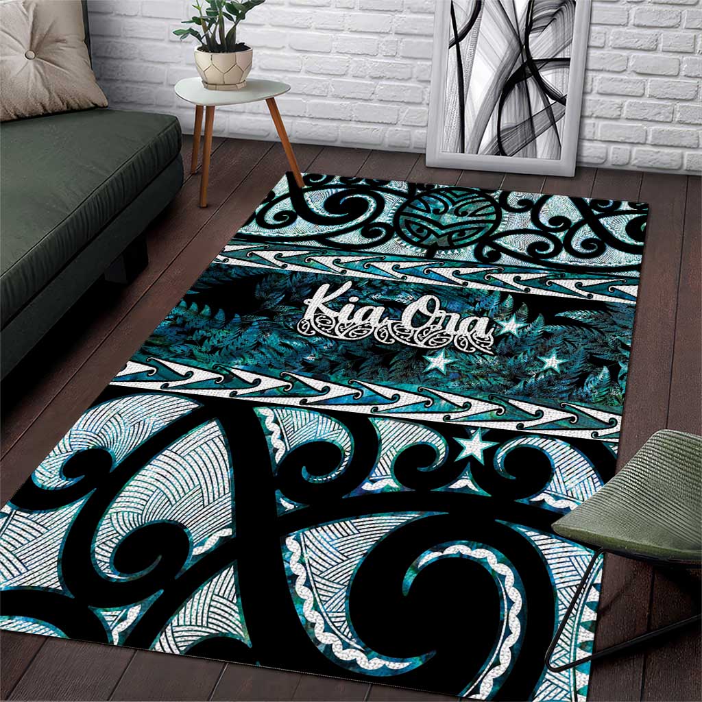 Kia Ora New Zealand Area Rug Aotearoa Proud Maori Paua Shell Silver Fern - Aussie Hoodie