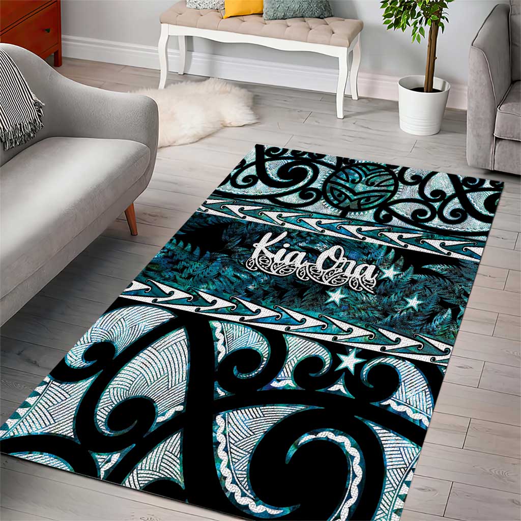 Kia Ora New Zealand Area Rug Aotearoa Proud Maori Paua Shell Silver Fern - Aussie Hoodie