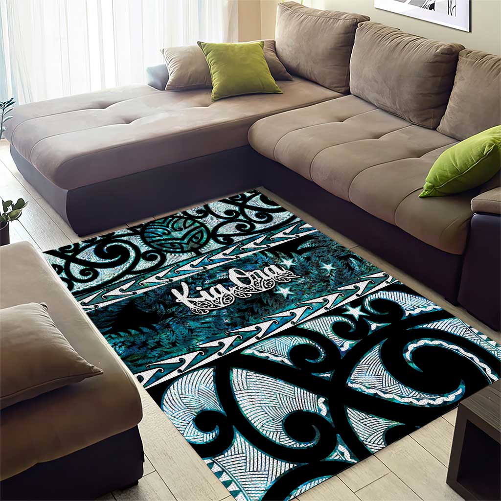 Kia Ora New Zealand Area Rug Aotearoa Proud Maori Paua Shell Silver Fern - Aussie Hoodie