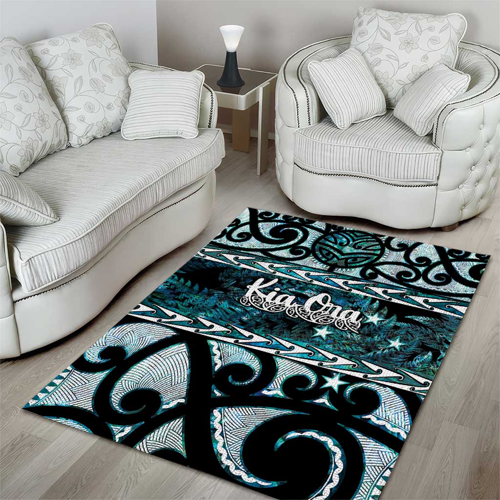 Kia Ora New Zealand Area Rug Aotearoa Proud Maori Paua Shell Silver Fern - Aussie Hoodie