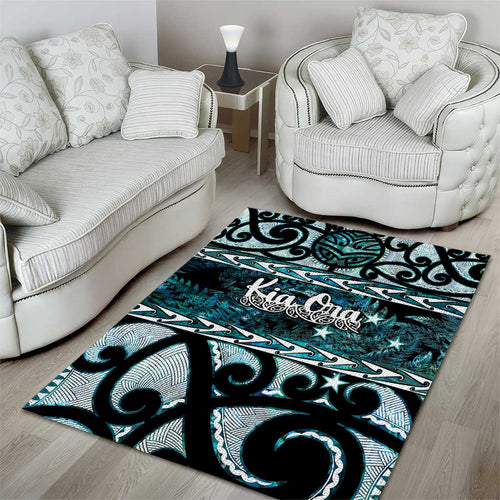Kia Ora New Zealand Area Rug Aotearoa Proud Maori Paua Shell Silver Fern - Aussie Hoodie