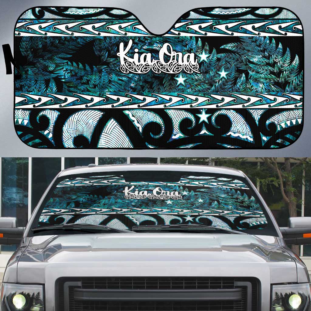 Kia Ora New Zealand Auto Sun Shade Aotearoa Proud Maori Paua Shell Silver Fern - Aussie Hoodie