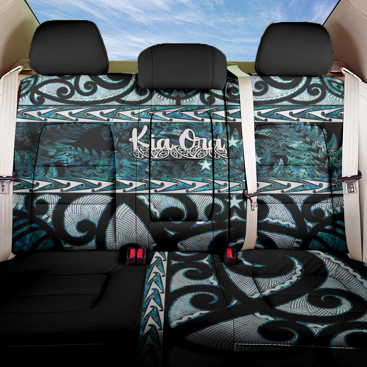 Kia Ora New Zealand Back Car Seat Cover Aotearoa Proud Maori Paua Shell Silver Fern - Aussie Hoodie