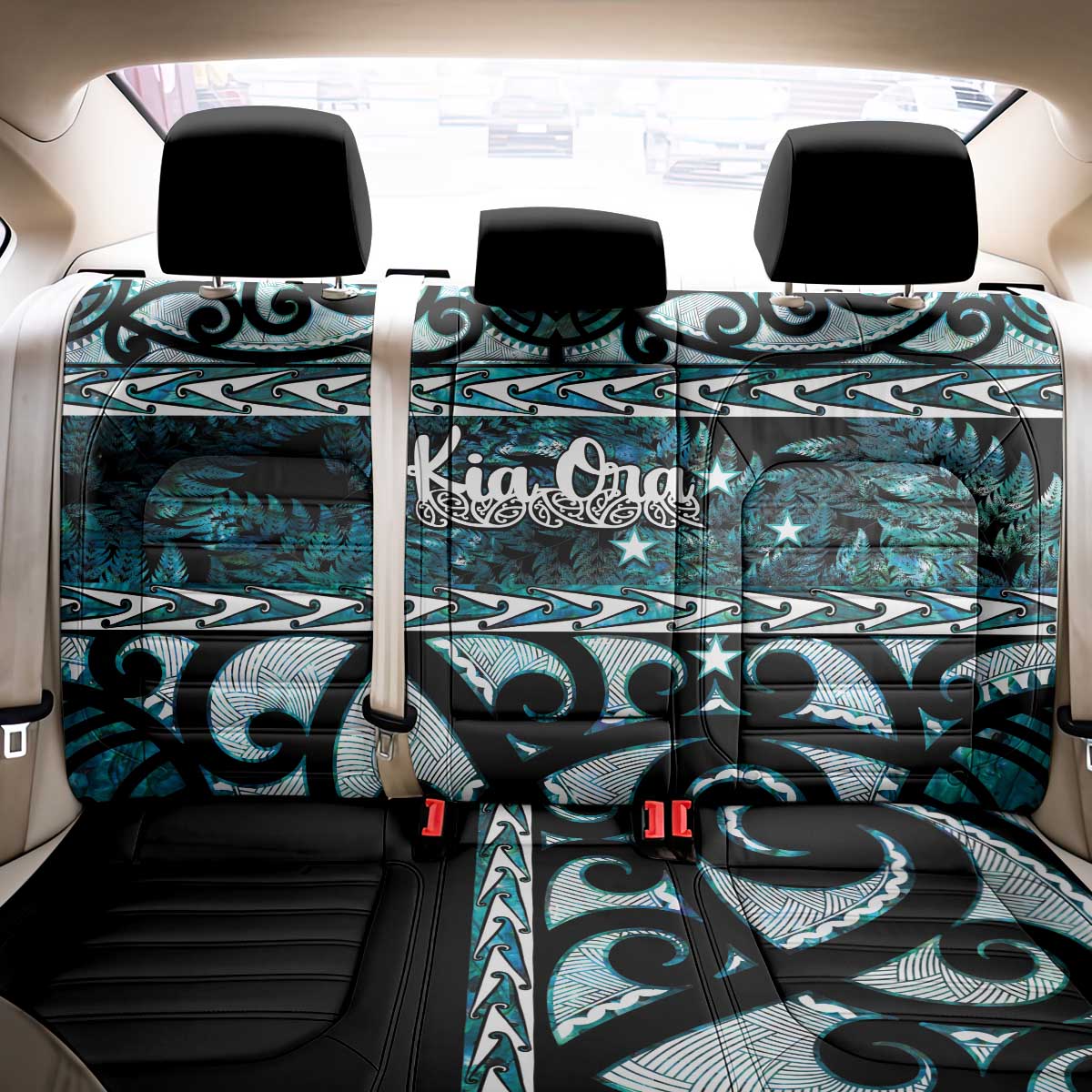Kia Ora New Zealand Back Car Seat Cover Aotearoa Proud Maori Paua Shell Silver Fern - Aussie Hoodie