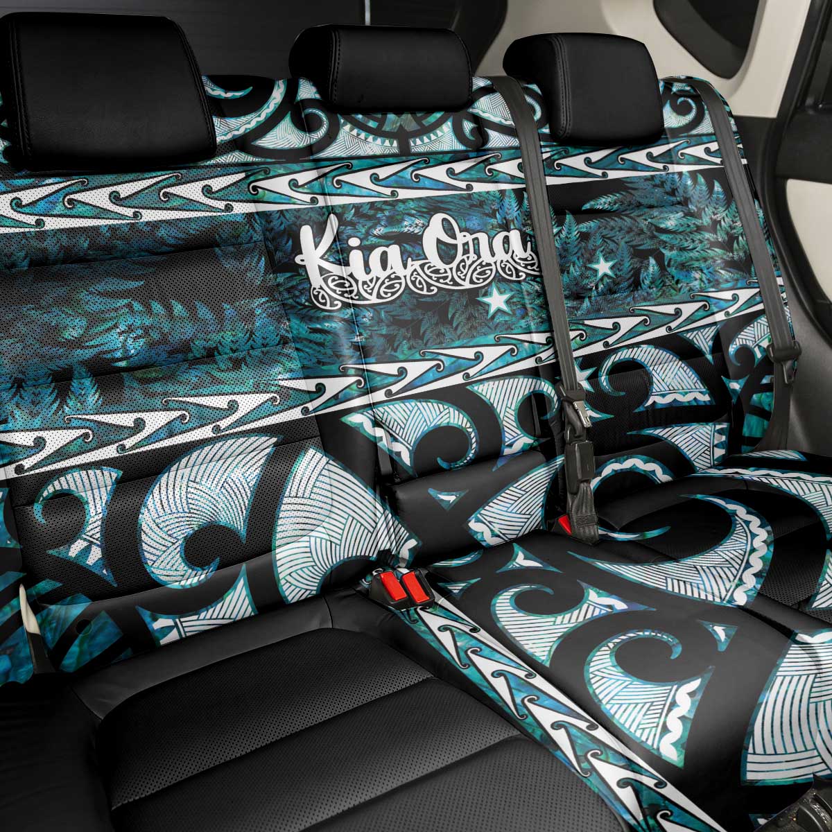 Kia Ora New Zealand Back Car Seat Cover Aotearoa Proud Maori Paua Shell Silver Fern - Aussie Hoodie