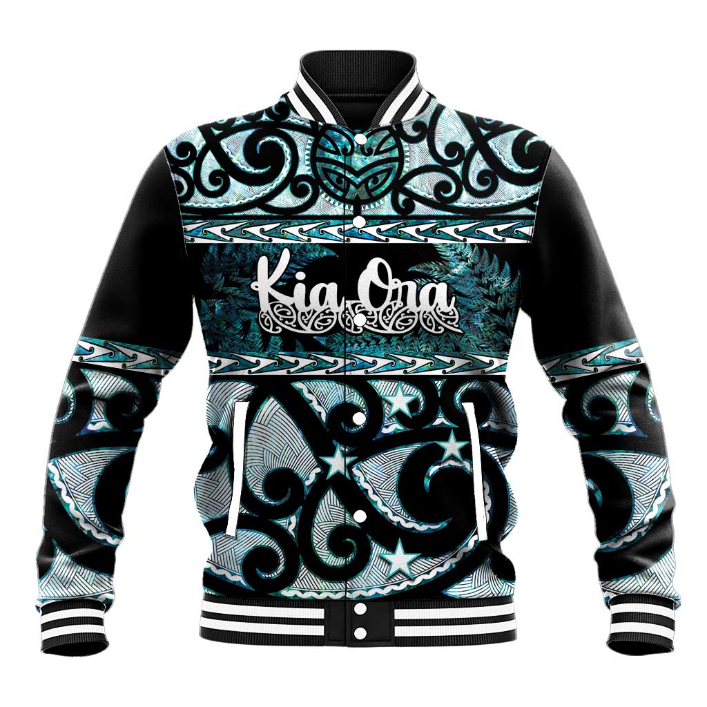 Kia Ora New Zealand Baseball Jacket Aotearoa Proud Maori Paua Shell Silver Fern - Aussie Hoodie