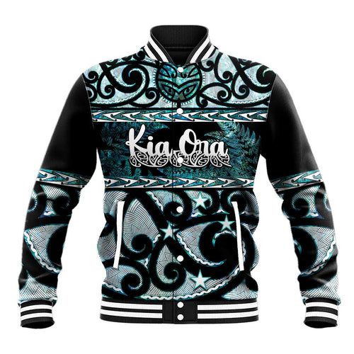 Kia Ora New Zealand Baseball Jacket Aotearoa Proud Maori Paua Shell Silver Fern - Aussie Hoodie