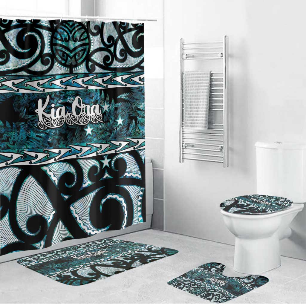 Kia Ora New Zealand Bathroom Set Aotearoa Proud Maori Paua Shell Silver Fern - Aussie Hoodie