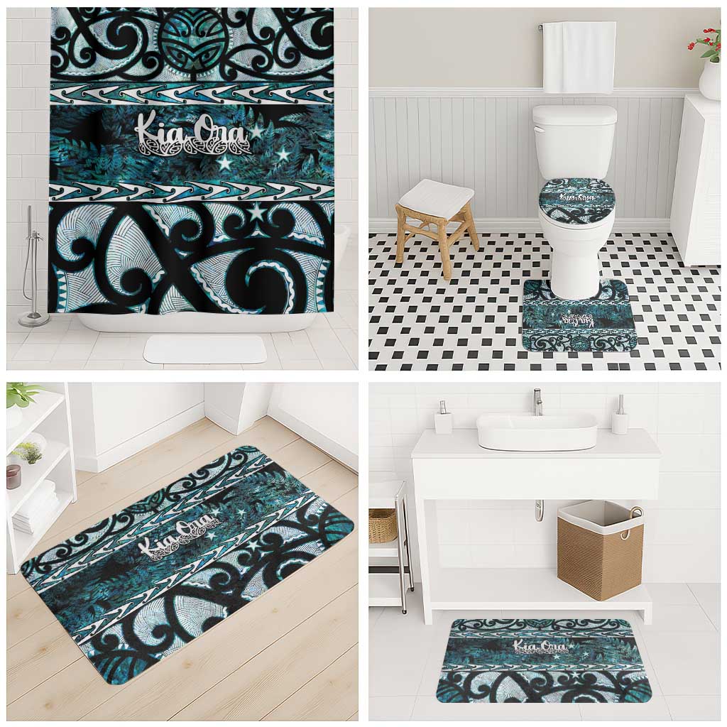 Kia Ora New Zealand Bathroom Set Aotearoa Proud Maori Paua Shell Silver Fern - Aussie Hoodie