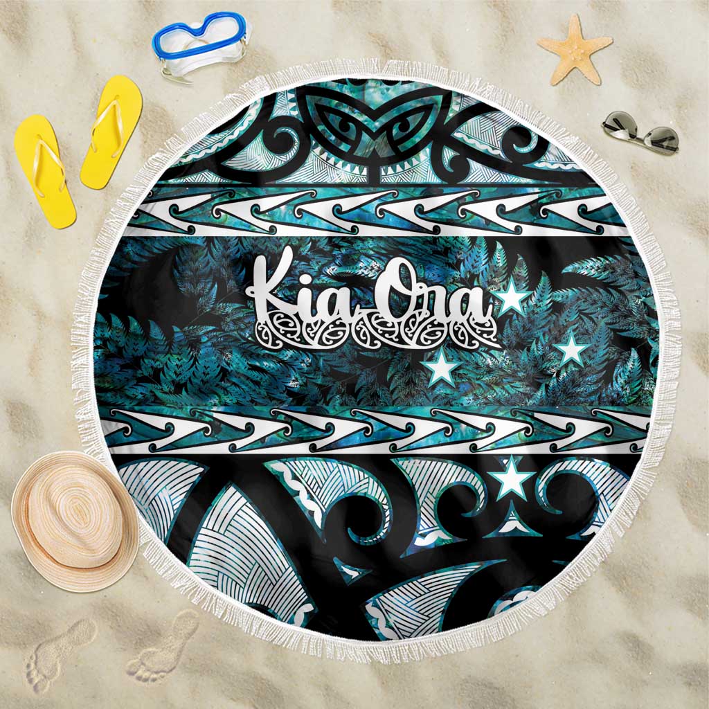 Kia Ora New Zealand Beach Blanket Aotearoa Proud Maori Paua Shell Silver Fern - Aussie Hoodie