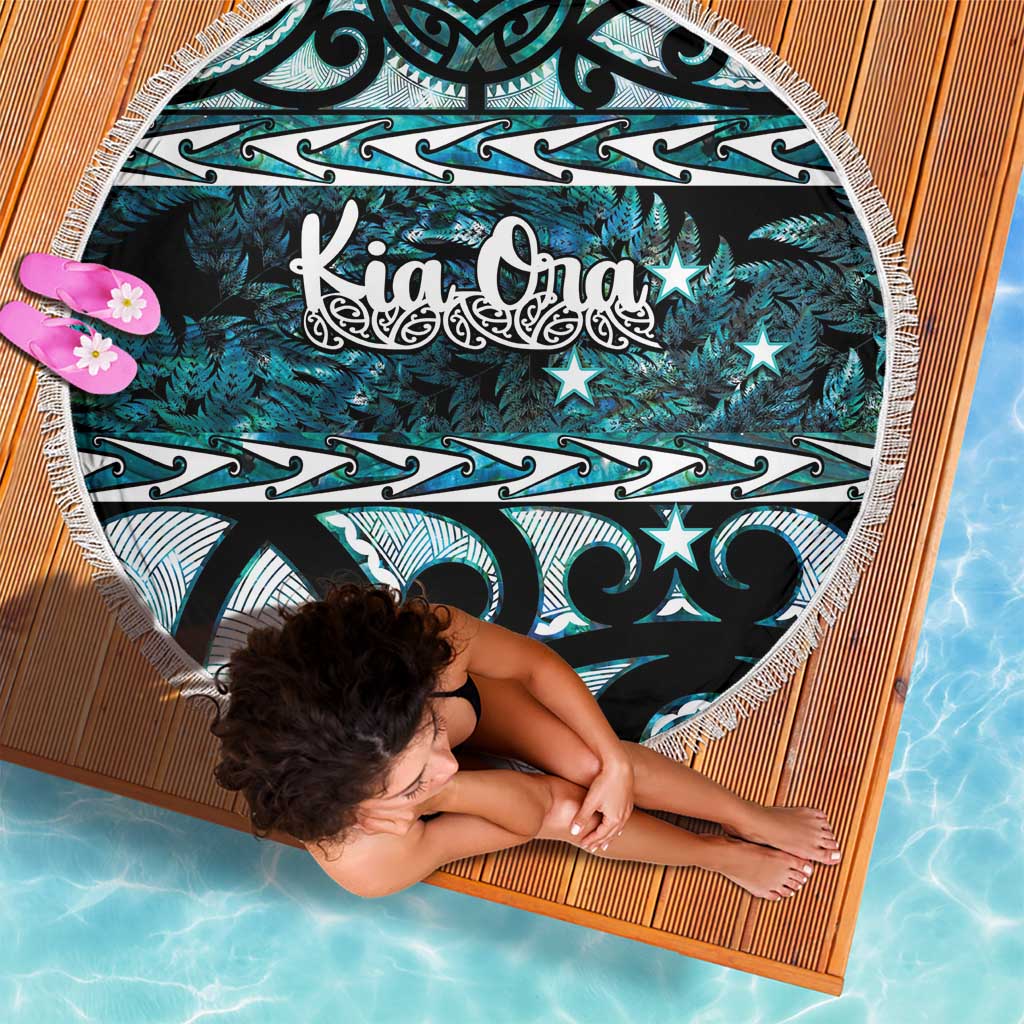 Kia Ora New Zealand Beach Blanket Aotearoa Proud Maori Paua Shell Silver Fern - Aussie Hoodie