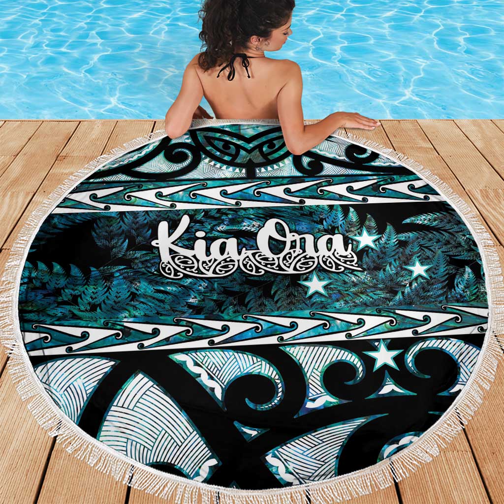 Kia Ora New Zealand Beach Blanket Aotearoa Proud Maori Paua Shell Silver Fern - Aussie Hoodie