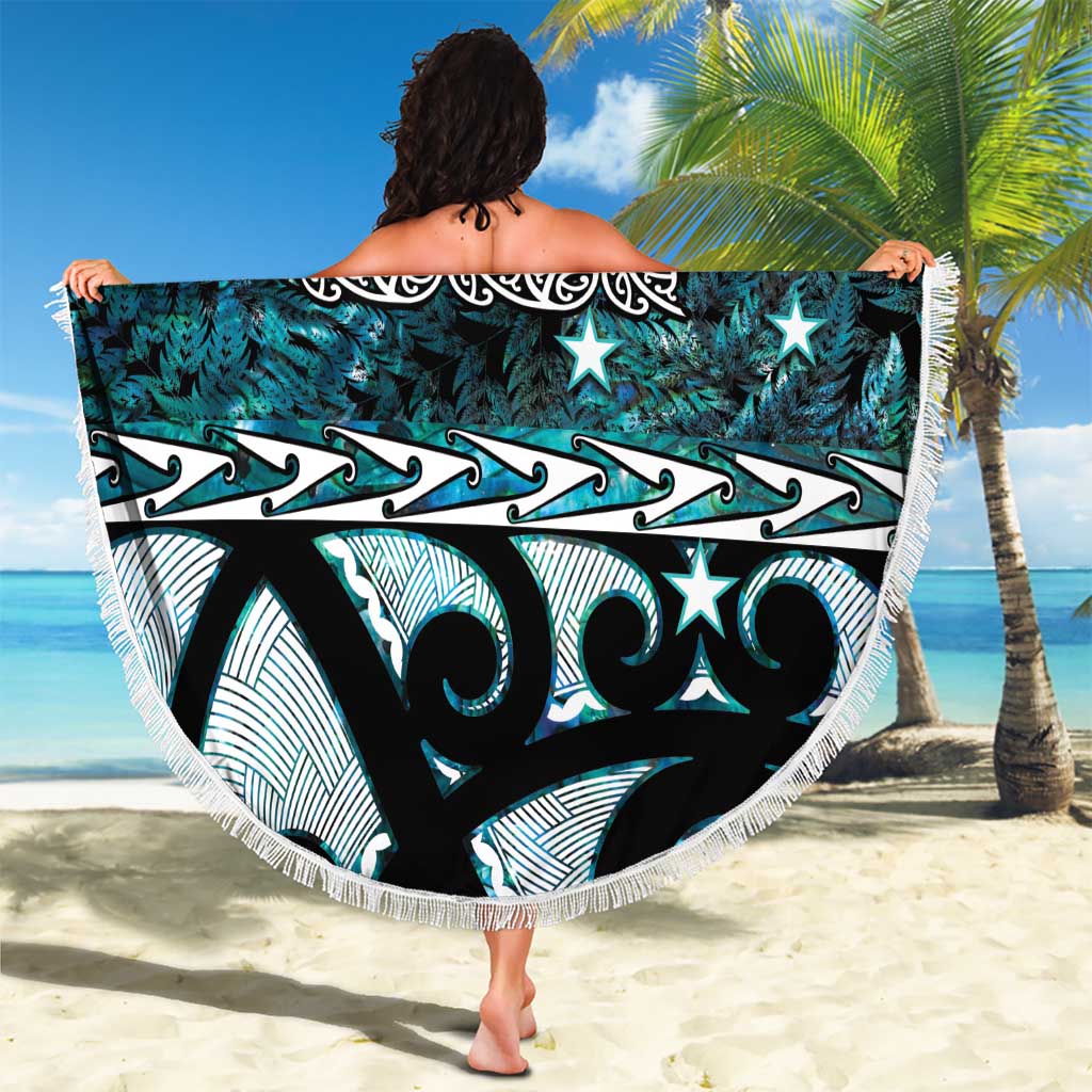 Kia Ora New Zealand Beach Blanket Aotearoa Proud Maori Paua Shell Silver Fern - Aussie Hoodie