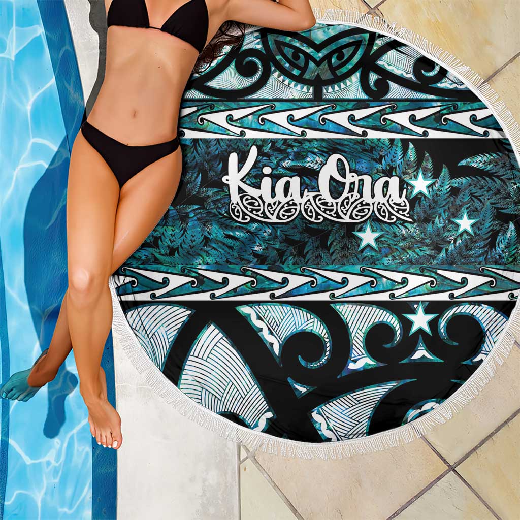 Kia Ora New Zealand Beach Blanket Aotearoa Proud Maori Paua Shell Silver Fern - Aussie Hoodie