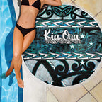Kia Ora New Zealand Beach Blanket Aotearoa Proud Maori Paua Shell Silver Fern - Aussie Hoodie