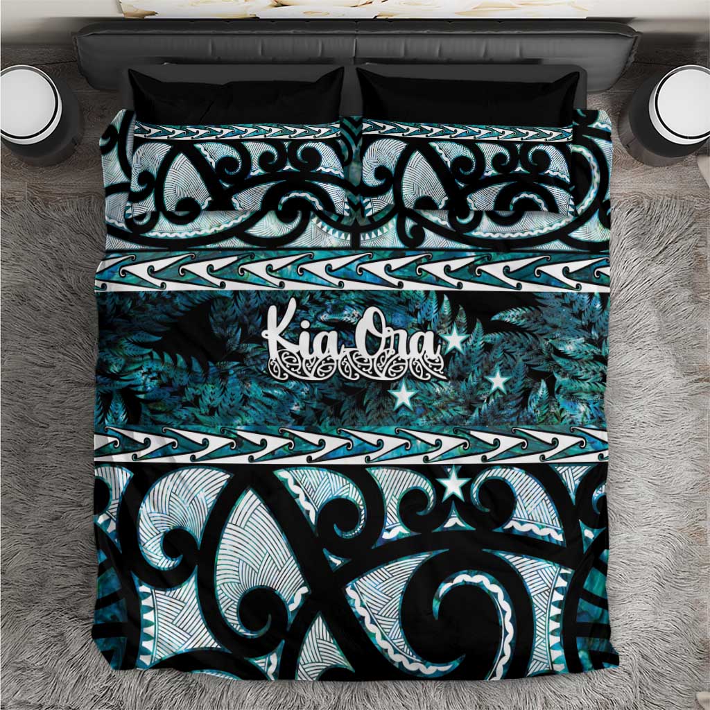 Kia Ora New Zealand Bedding Set Aotearoa Proud Maori Paua Shell Silver Fern - Aussie Hoodie