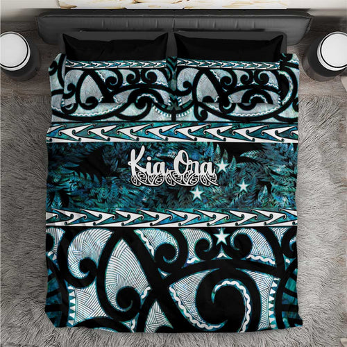Kia Ora New Zealand Bedding Set Aotearoa Proud Maori Paua Shell Silver Fern - Aussie Hoodie