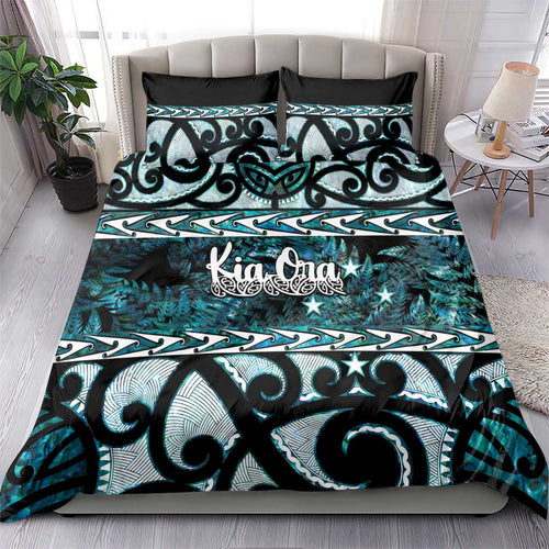 Kia Ora New Zealand Bedding Set Aotearoa Proud Maori Paua Shell Silver Fern - Aussie Hoodie
