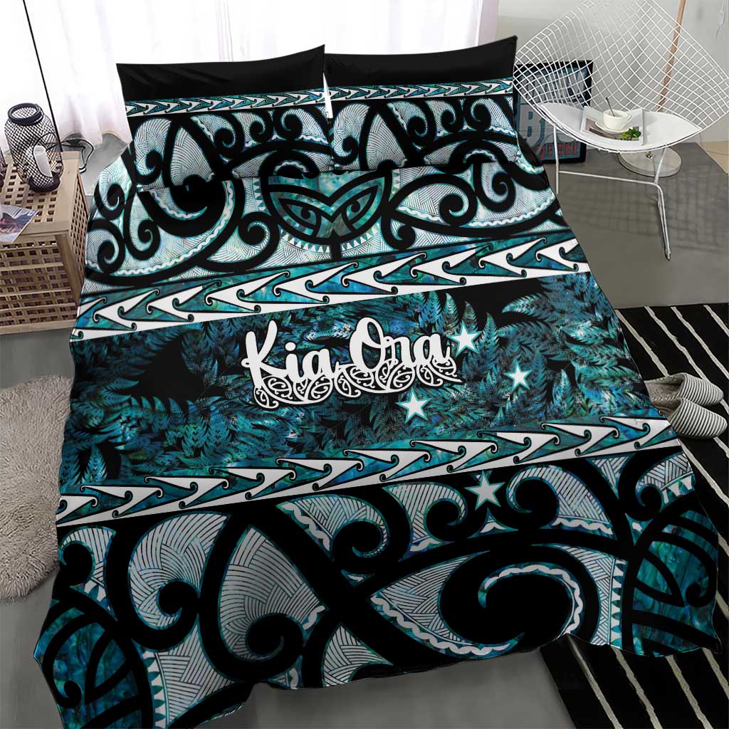 Kia Ora New Zealand Bedding Set Aotearoa Proud Maori Paua Shell Silver Fern - Aussie Hoodie