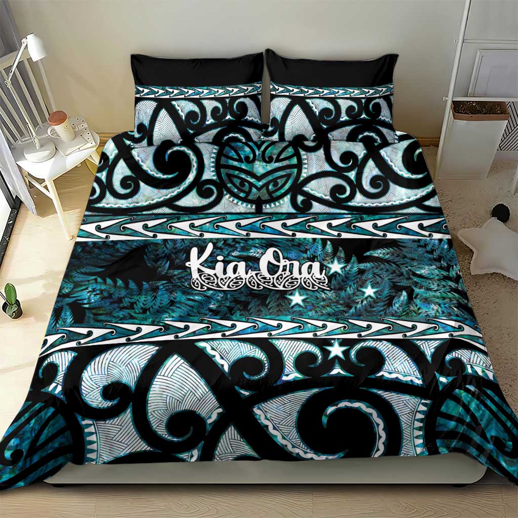 Kia Ora New Zealand Bedding Set Aotearoa Proud Maori Paua Shell Silver Fern - Aussie Hoodie