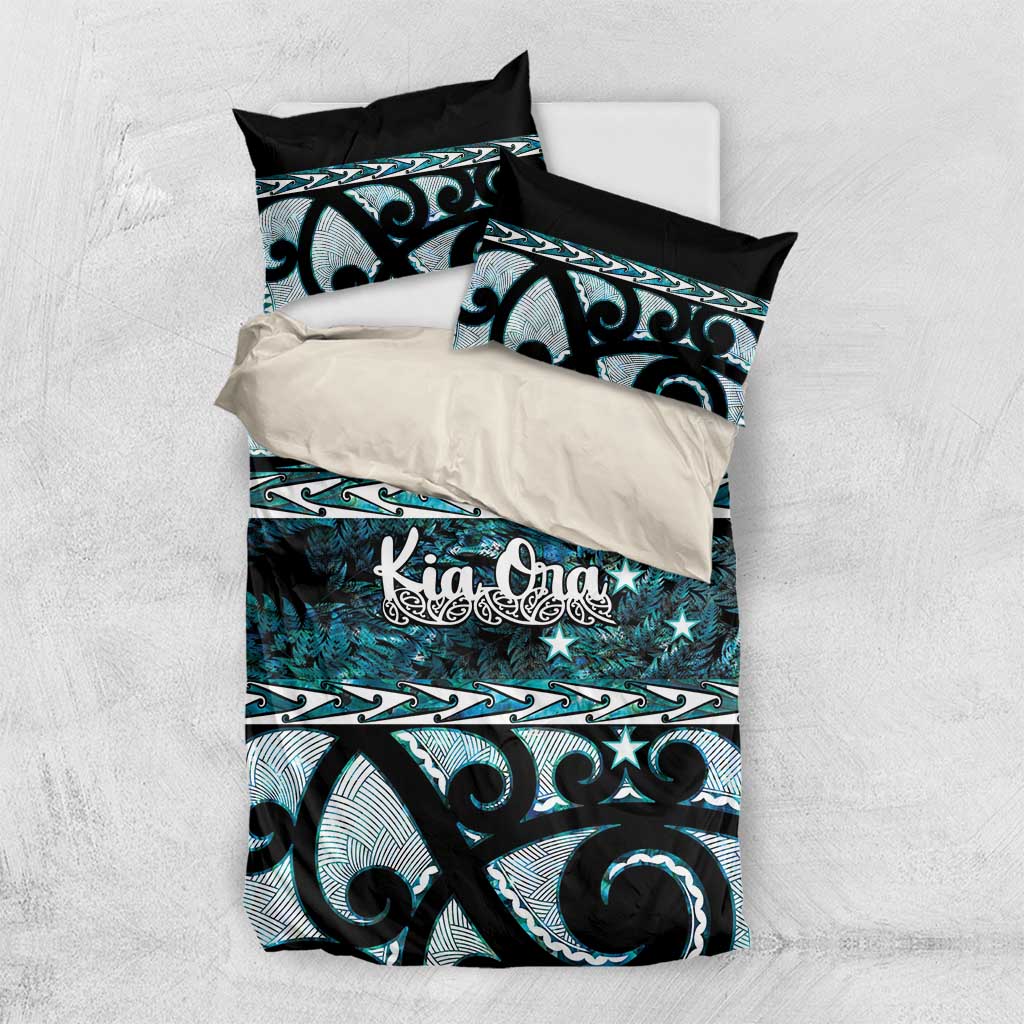 Kia Ora New Zealand Bedding Set Aotearoa Proud Maori Paua Shell Silver Fern - Aussie Hoodie