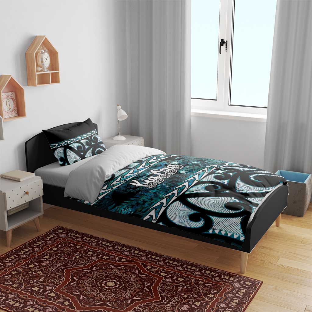 Kia Ora New Zealand Bedding Set Aotearoa Proud Maori Paua Shell Silver Fern - Aussie Hoodie