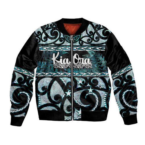 Kia Ora New Zealand Bomber Jacket Aotearoa Proud Maori Paua Shell Silver Fern - Aussie Hoodie