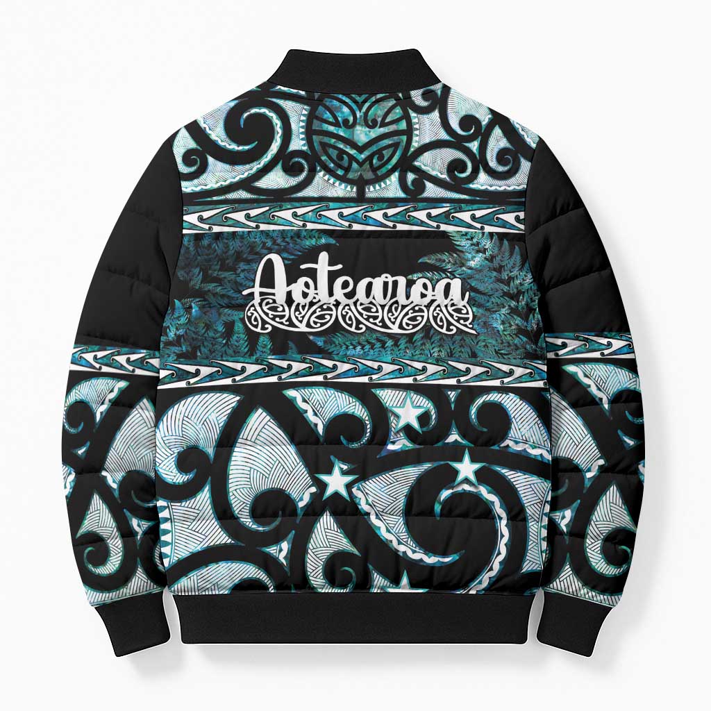 Kia Ora New Zealand Bomber Puffer Jacket Aotearoa Proud Maori Paua Shell Silver Fern - Aussie Hoodie
