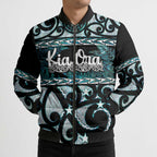 Kia Ora New Zealand Bomber Puffer Jacket Aotearoa Proud Maori Paua Shell Silver Fern - Aussie Hoodie