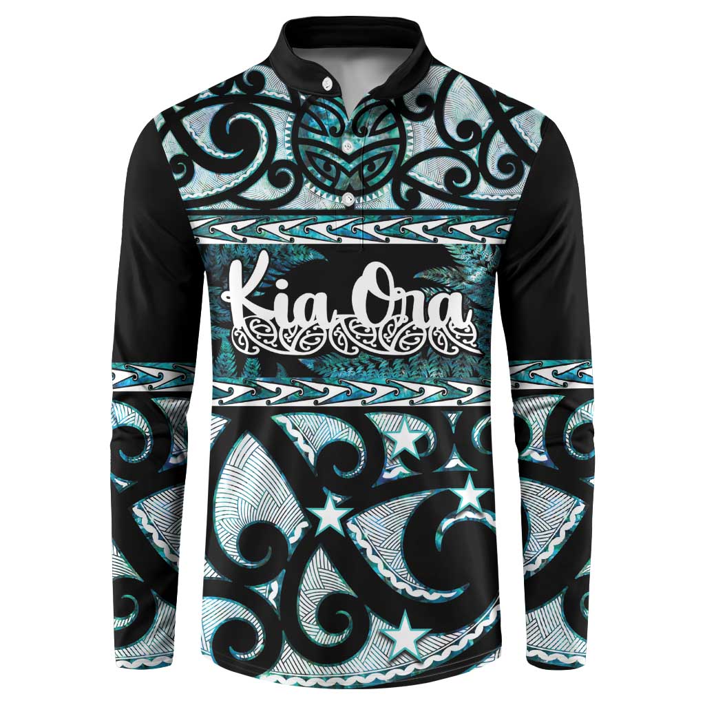 Kia Ora New Zealand Button Sweatshirt Aotearoa Proud Maori Paua Shell Silver Fern - Aussie Hoodie