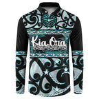 Kia Ora New Zealand Button Sweatshirt Aotearoa Proud Maori Paua Shell Silver Fern - Aussie Hoodie