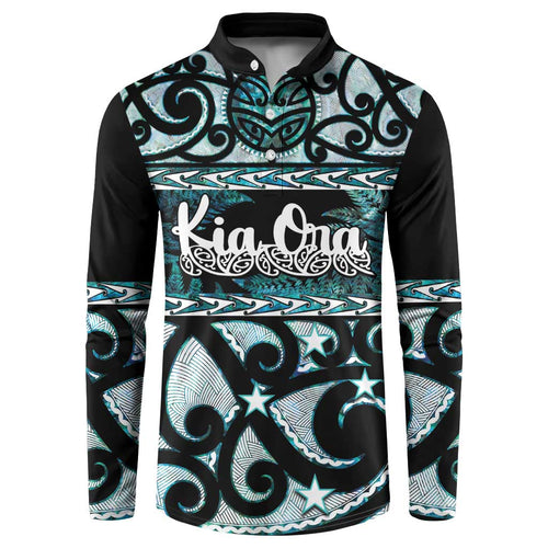 Kia Ora New Zealand Button Sweatshirt Aotearoa Proud Maori Paua Shell Silver Fern - Aussie Hoodie