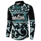 Kia Ora New Zealand Button Sweatshirt Aotearoa Proud Maori Paua Shell Silver Fern - Aussie Hoodie