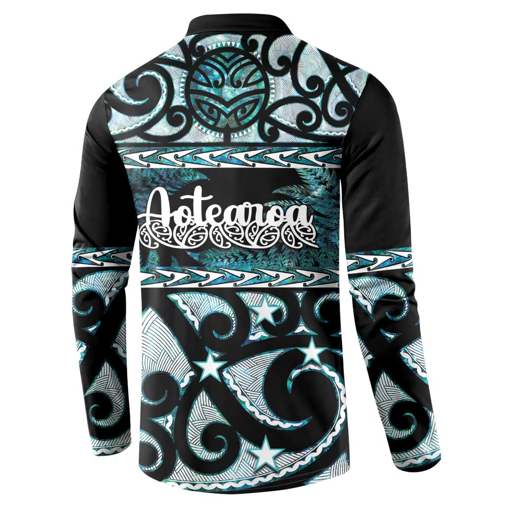 Kia Ora New Zealand Button Sweatshirt Aotearoa Proud Maori Paua Shell Silver Fern - Aussie Hoodie