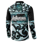 Kia Ora New Zealand Button Sweatshirt Aotearoa Proud Maori Paua Shell Silver Fern - Aussie Hoodie