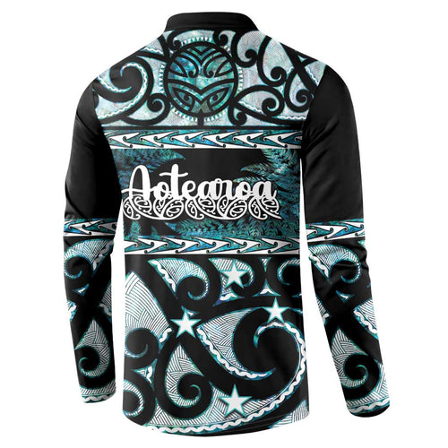 Kia Ora New Zealand Button Sweatshirt Aotearoa Proud Maori Paua Shell Silver Fern - Aussie Hoodie
