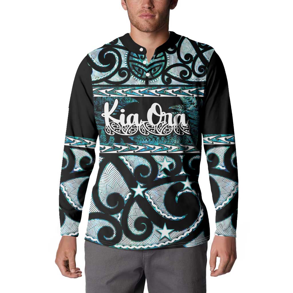 Kia Ora New Zealand Button Sweatshirt Aotearoa Proud Maori Paua Shell Silver Fern - Aussie Hoodie
