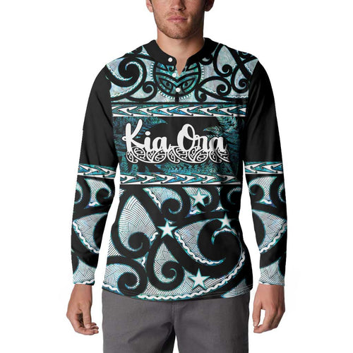 Kia Ora New Zealand Button Sweatshirt Aotearoa Proud Maori Paua Shell Silver Fern - Aussie Hoodie