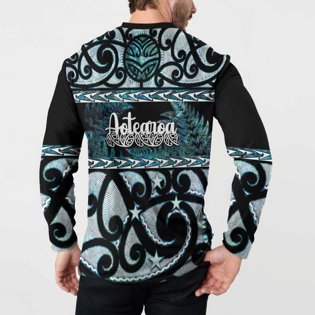 Kia Ora New Zealand Button Sweatshirt Aotearoa Proud Maori Paua Shell Silver Fern - Aussie Hoodie