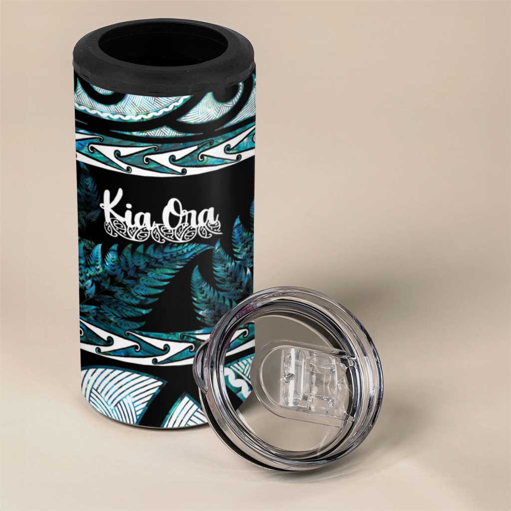 Kia Ora New Zealand 4 in 1 Can Cooler Tumbler Aotearoa Proud Maori Paua Shell Silver Fern - Aussie Hoodie